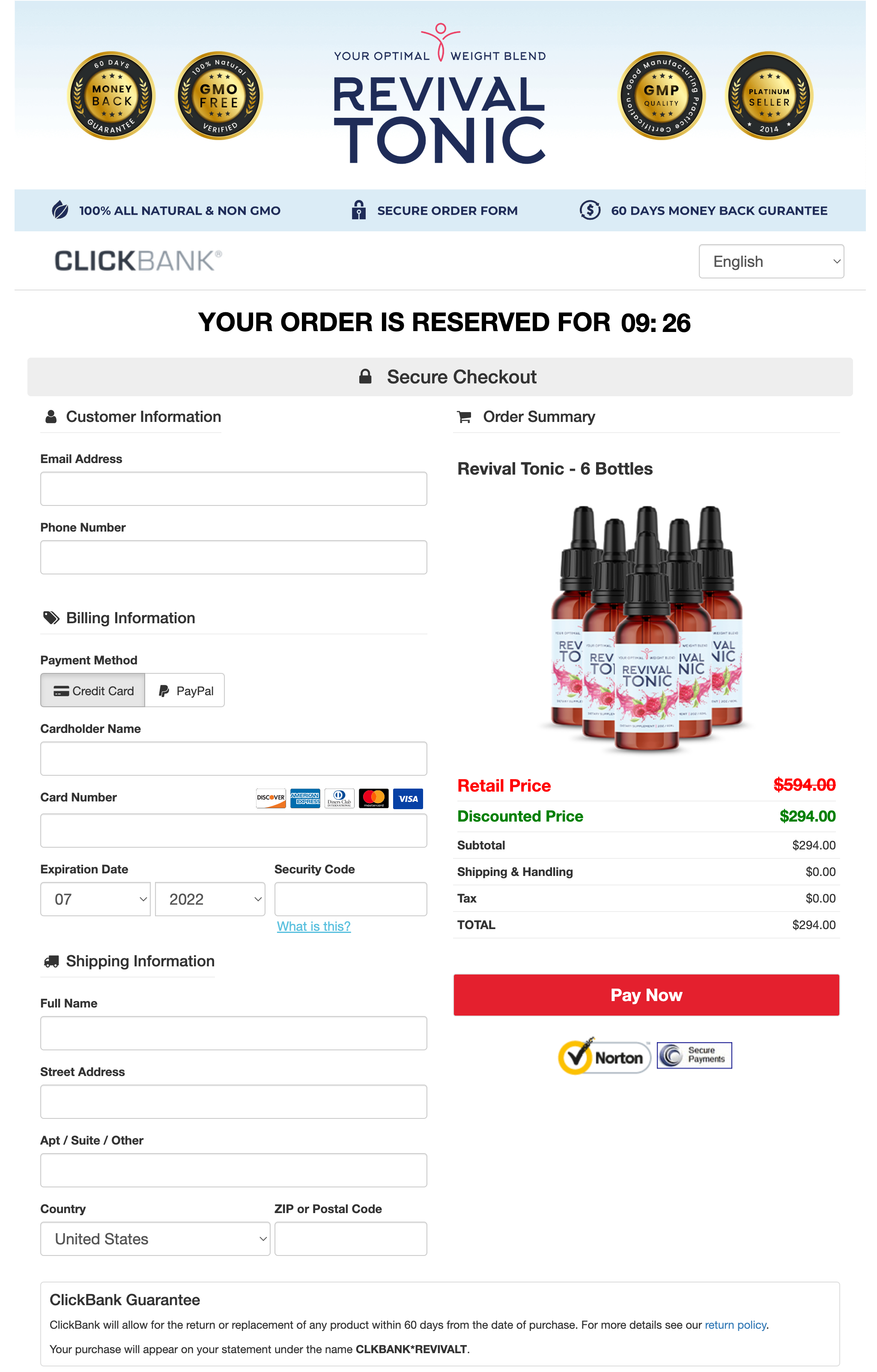 Revival Tonic - Order Page